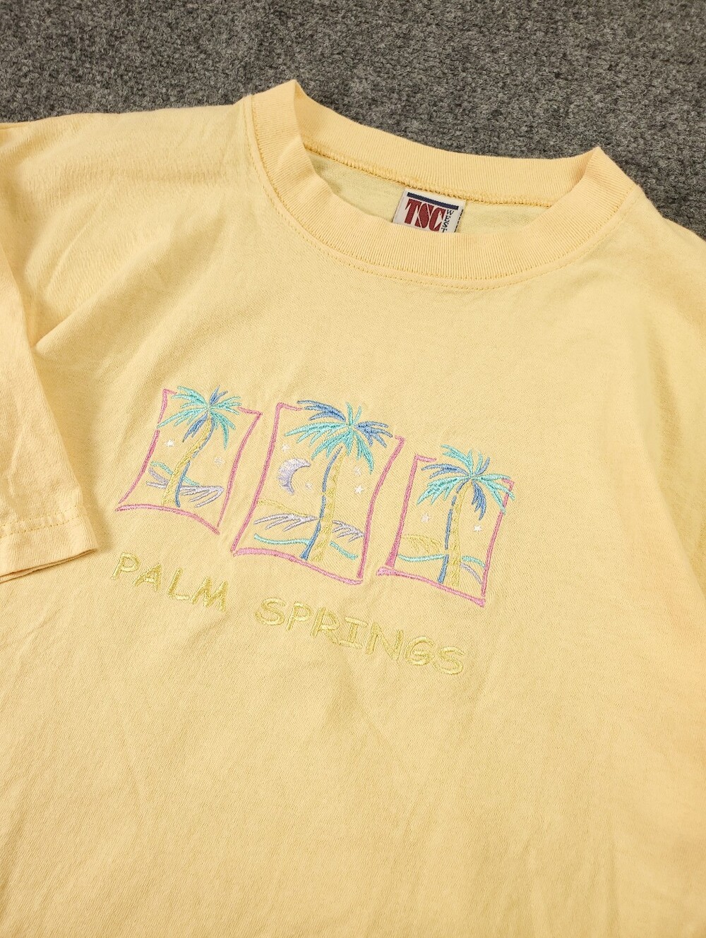 Vintage 90s Palm Springs T Shirt Size Large Embroidered California Vacation Tee